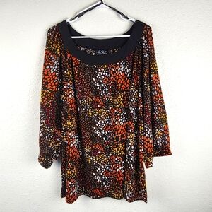 Russell Kemp Boho Style 3/4 Sleeve Scoop Neck Career Blouse Plus Size 3X